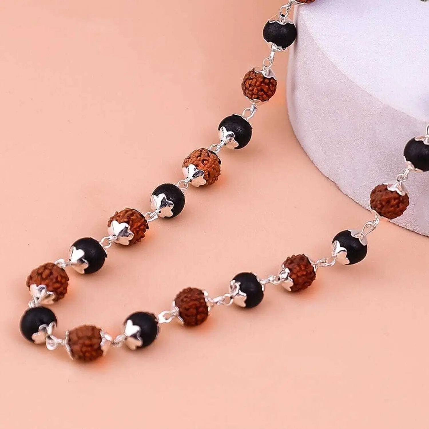 Original Rudraksha Karungali Silver Capped Spiritual Mala