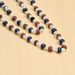 Original Rudraksha Karungali Silver Capped Spiritual Mala