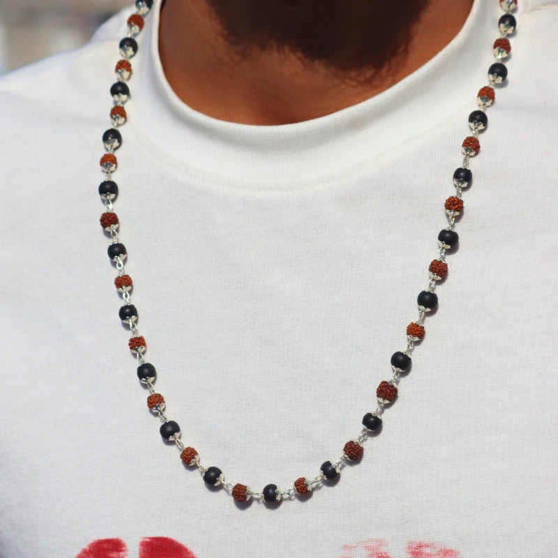 Original Rudraksha Karungali Silver Capped Spiritual Mala