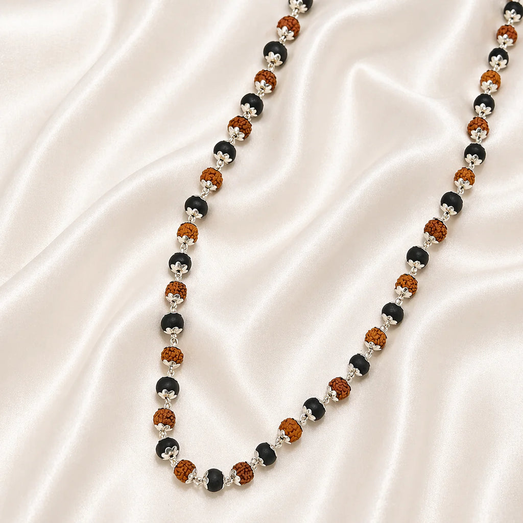 Original Rudraksha Karungali Silver Capped Spiritual Mala
