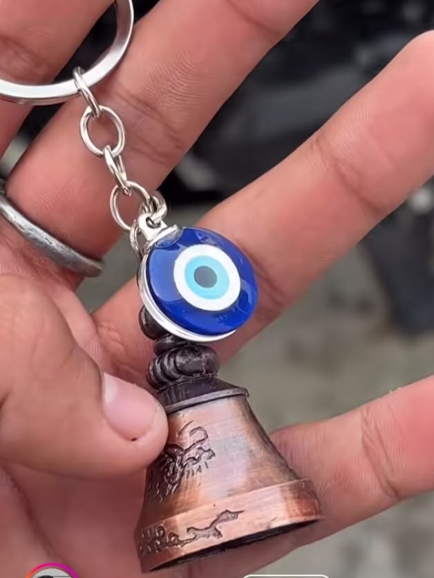 Guardian Bell Keychain with Evil Eye