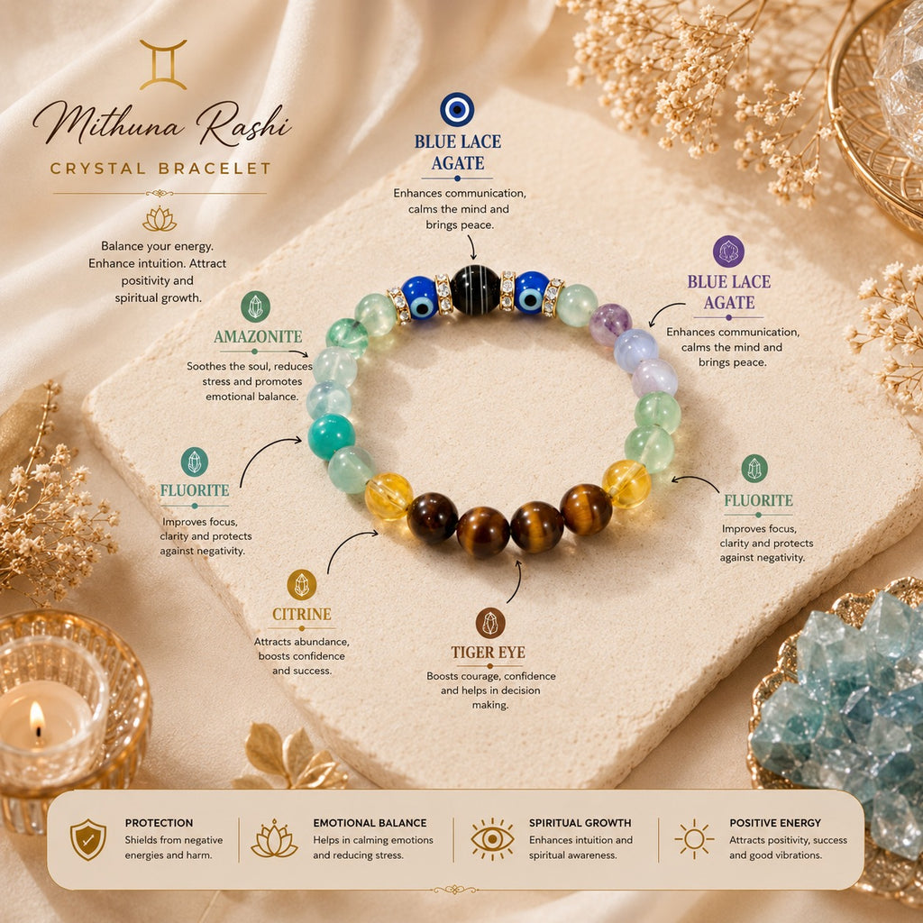 Mithuna Rashi Bracelet – Powerful Zodiac Energy Bracelet for Gemini ಮಿಥುನ ರಾಶಿ ಬ್ರೇಸ್ಲೆಟ್