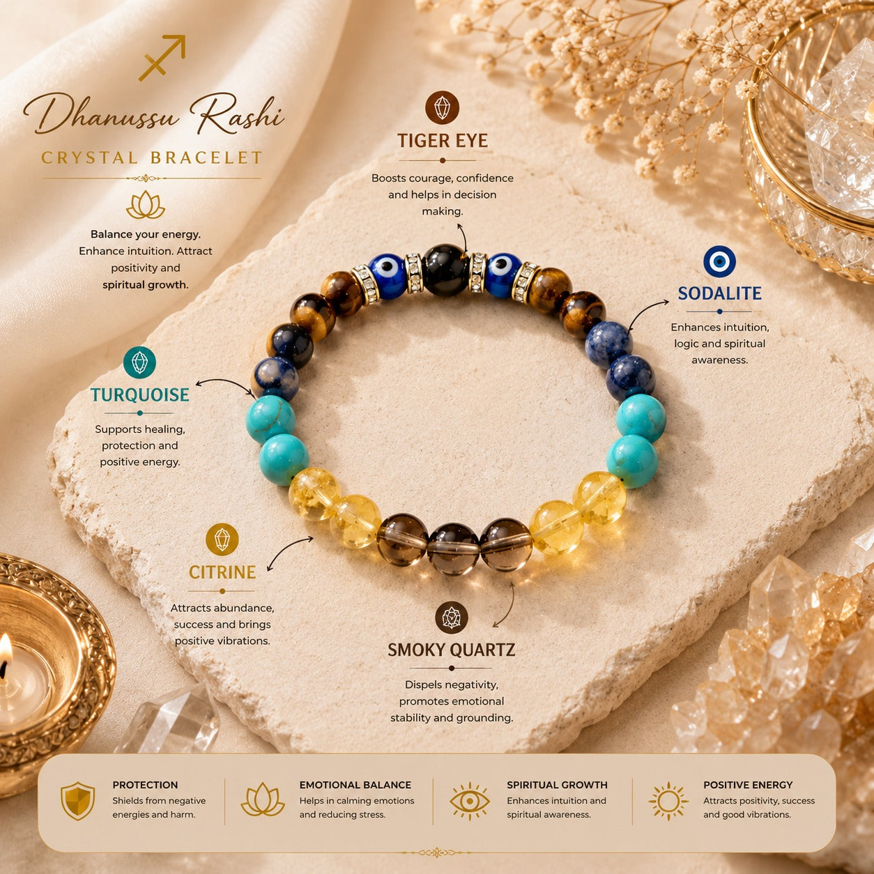 Dhanu Rashi Bracelet – Powerful Zodiac Energy Bracelet for Sagittarius ಧನು ರಾಶಿ ಬ್ರೇಸ್ಲೆಟ್