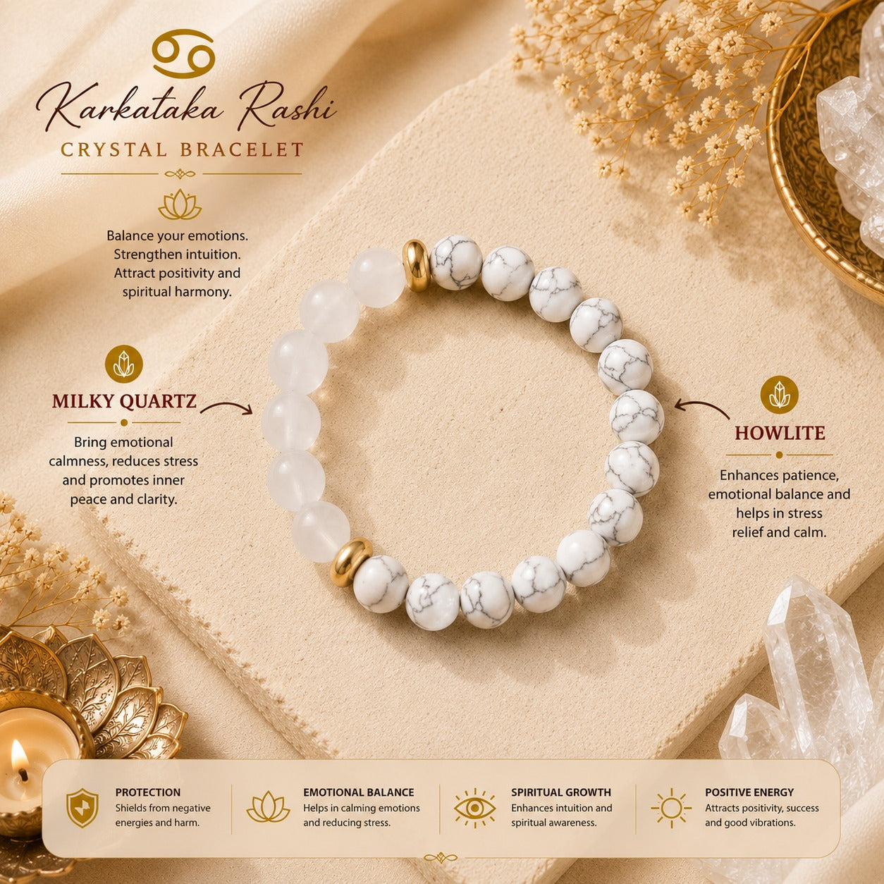 Karkataka Rashi Bracelet – Powerful Zodiac Energy Bracelet for Cancer ಕರ್ಕಾಟಕ ರಾಶಿ ಬ್ರೇಸ್ಲೆಟ್