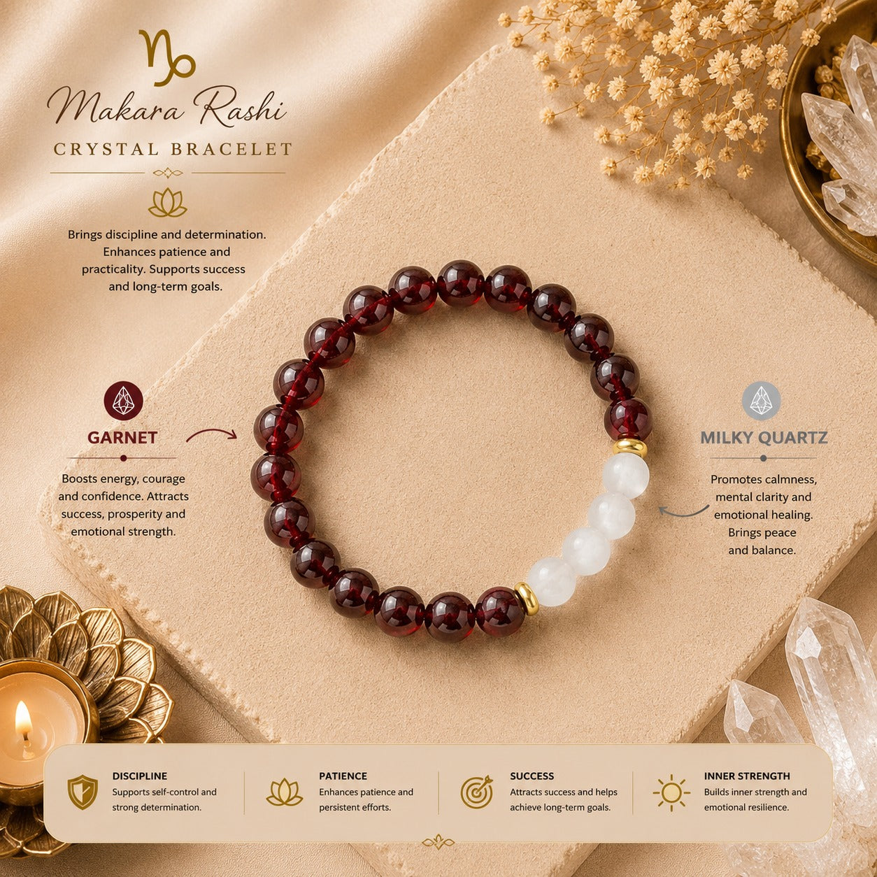 Makara Rashi Bracelet – Powerful Zodiac Energy Bracelet for Capricorn ಮಕರ ರಾಶಿ ಬ್ರೇಸ್ಲೆಟ್