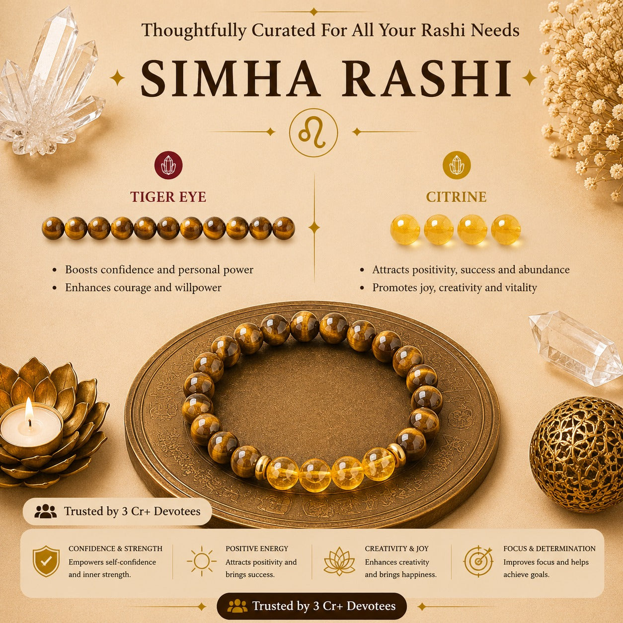Simha Rashi Bracelet – Powerful Zodiac Energy Bracelet for Leo ಸಿಂಹ ರಾಶಿ ಬ್ರೇಸ್ಲೆಟ್